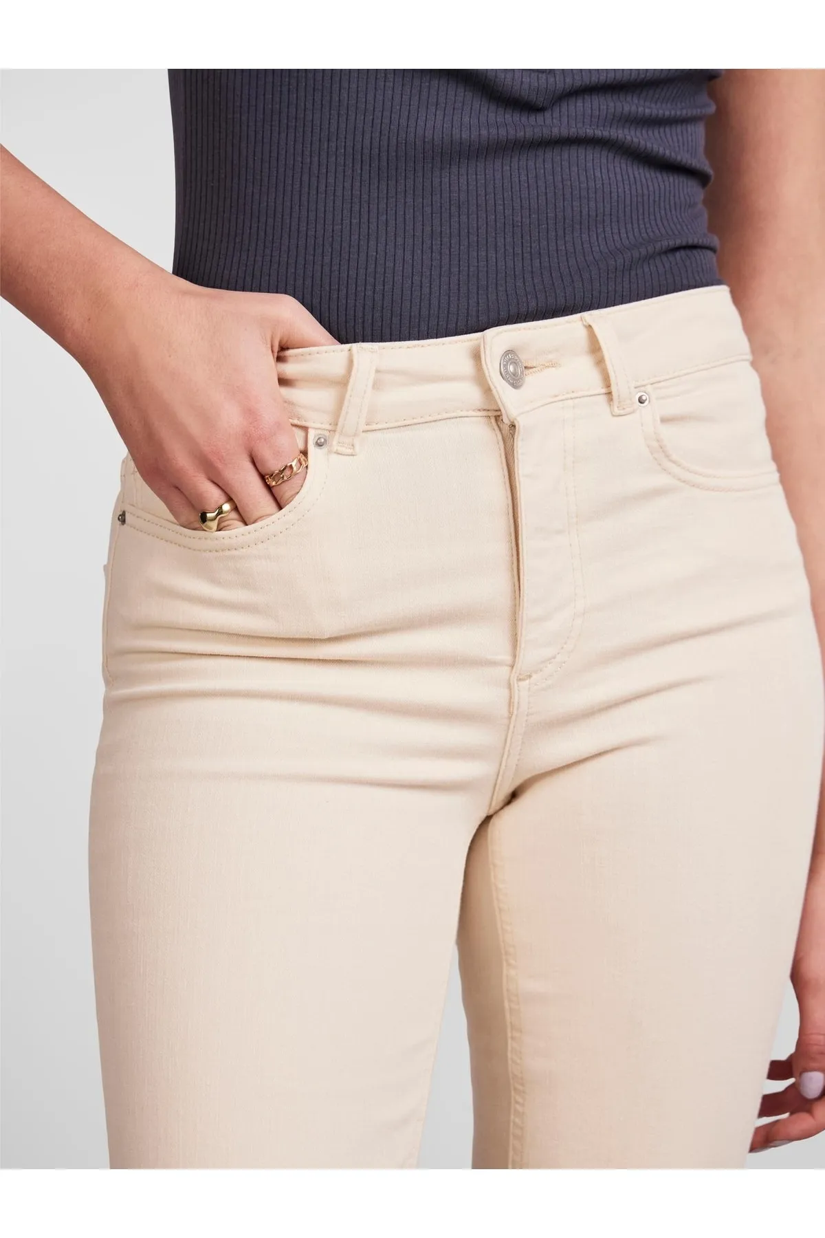 PIECES  Jeans - Beige - Zigarettenschnitt