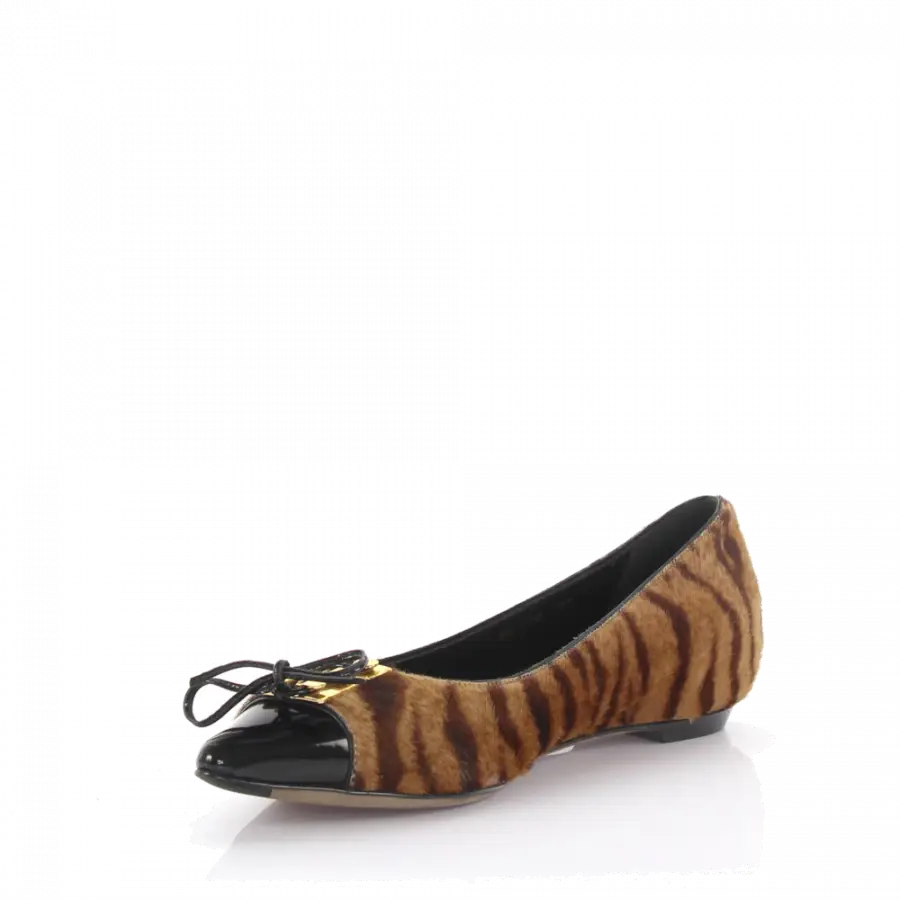 Sergio Rossi - Ballerinas Ponyhaar Tiger Print Lackleder schwarz - bunt
