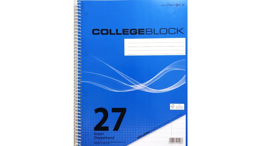 PAPERZONE Collegeblock A4 Lineatur 27 80 Blatt