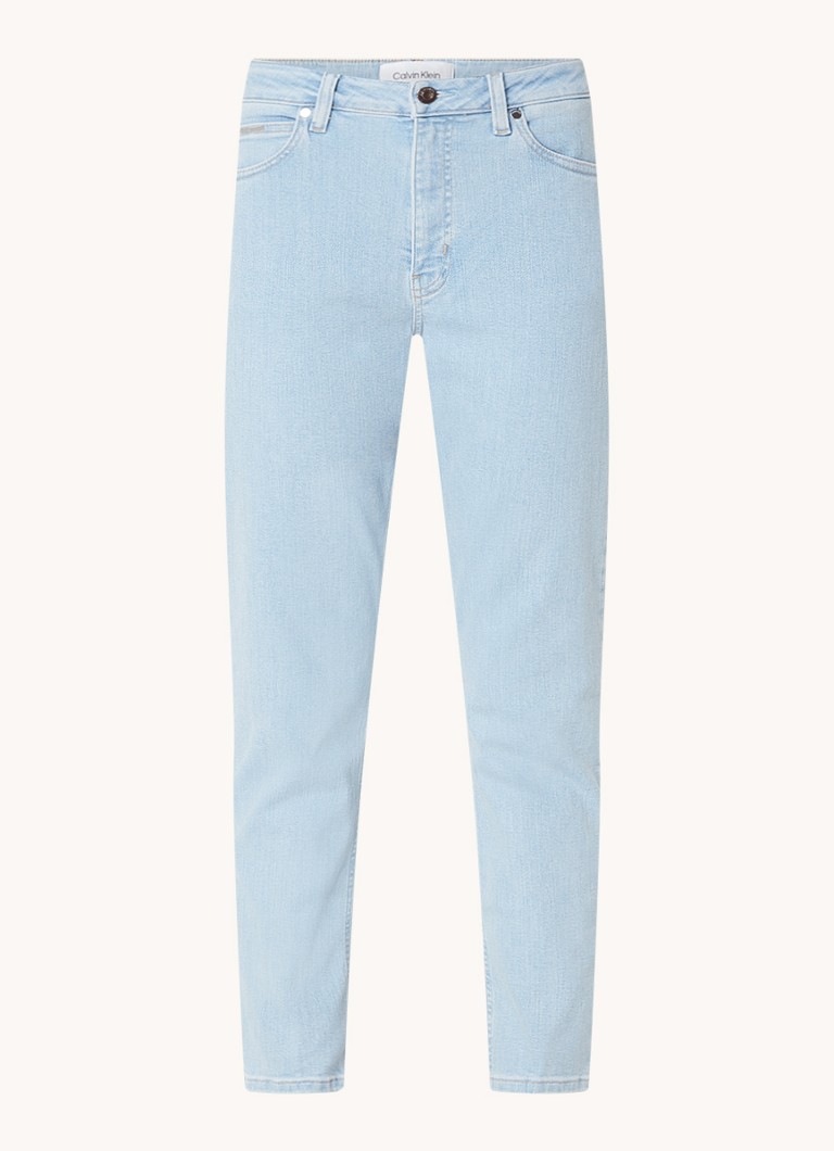 Pantaloni scurți conici cu talie medie Calvin Klein din denim deschis