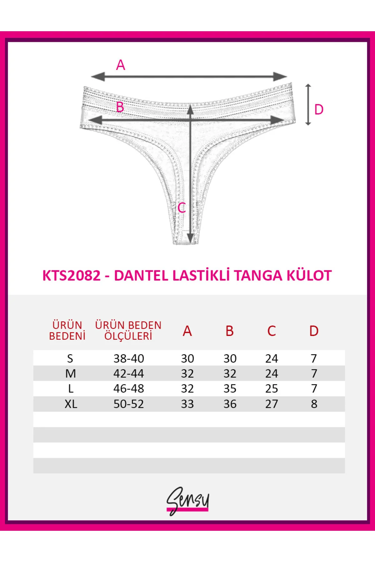 Sensu  Damen-Tangas aus elastischer Baumwolle mit Spitze, 5er-Pack-Set – Kts2082