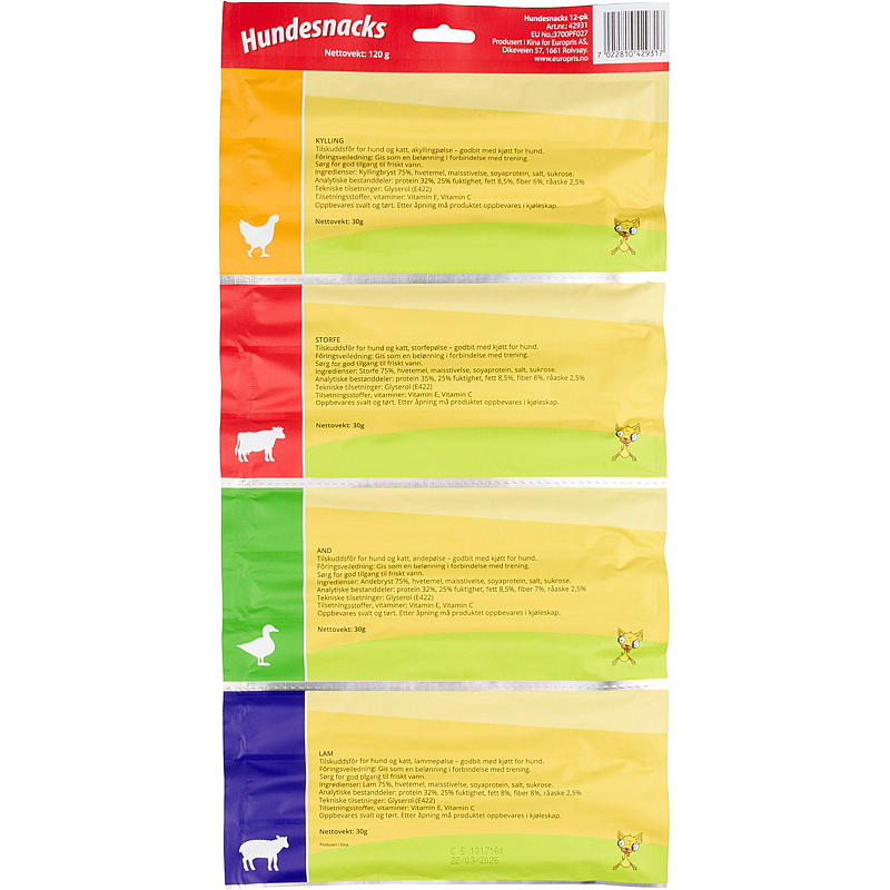 MaxDog Hundesnacks 12-pk 120 g Kylling, biff etc.