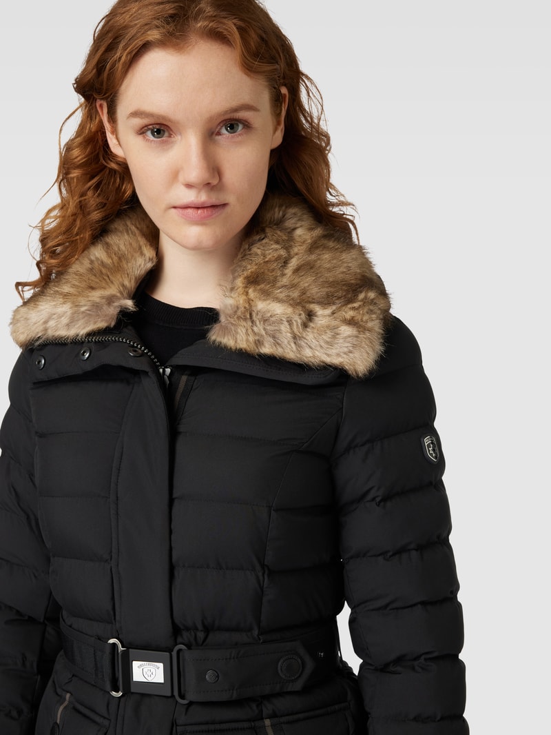 Funktionsjacke mit Kunstfellbesatz Modell 'ABENDSTERN' in schwarz
