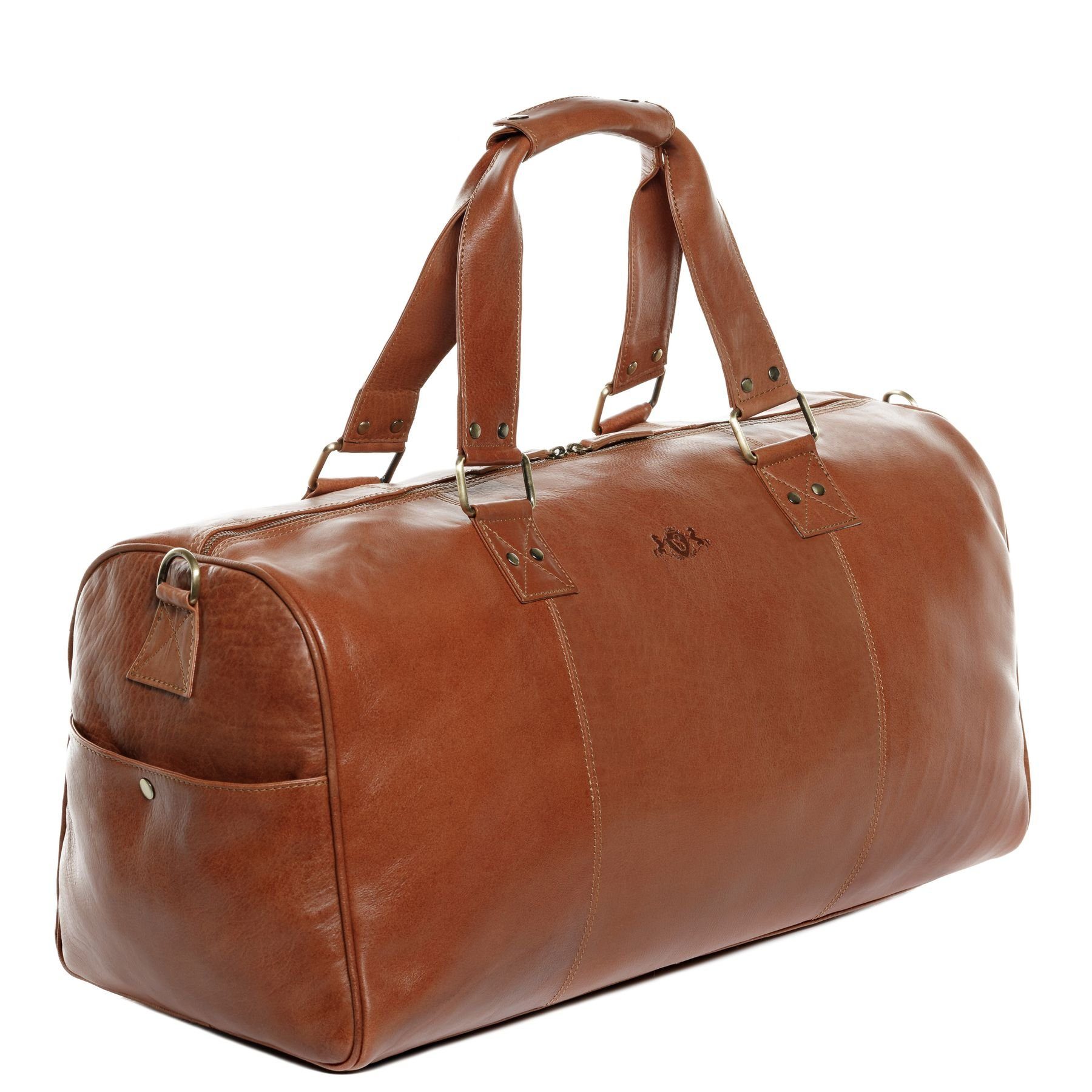 SID & VAIN Reisetasche Leder Weekender Unisex LINUS, Echtleder Reisegepäck für Damen & Herren, Sporttasche XL braun