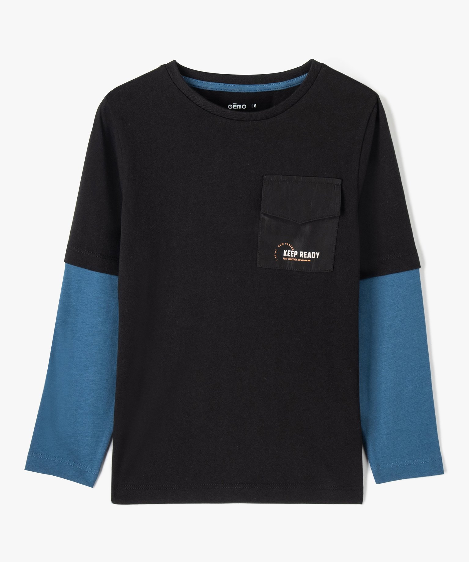 Tee-shirt Garçon effet 2-en-1 noir | GEMO
