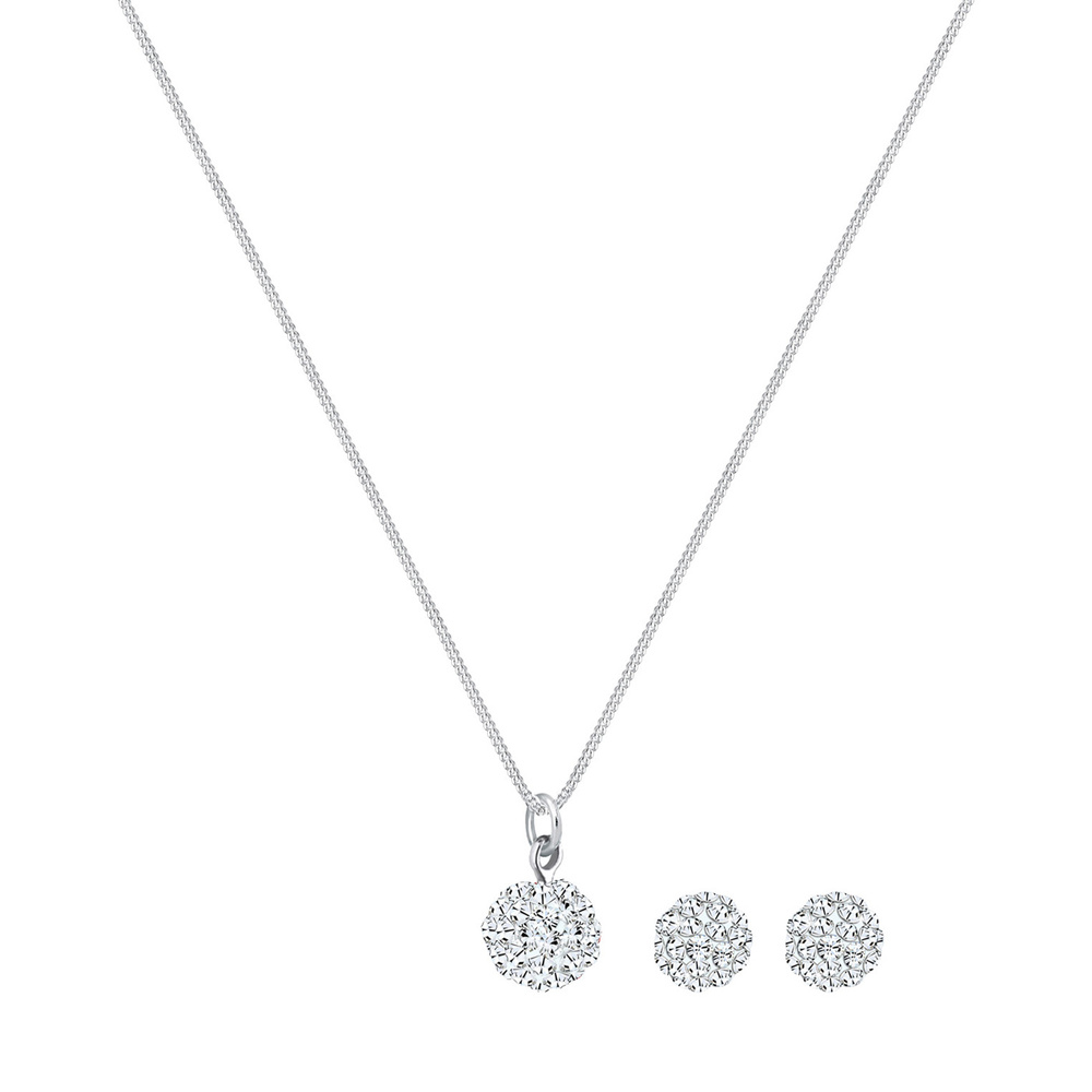 Elli Elli Ensemble de Bijoux Femmes Boule Pendentif Set Clous d'oreilles avec Cristaux Bijoux