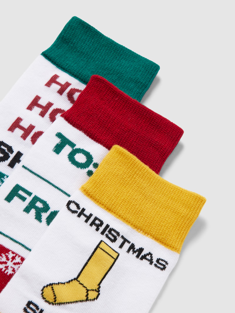 Socken im Allover-Look Modell 'XMAS' im 3er-Pack in rot