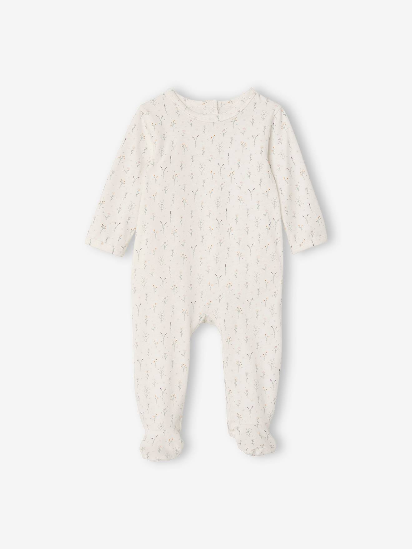 Lot de 3 pyjamas en coton bébé ouverture dos lot ivoire