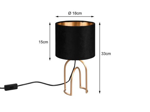 meineWunschleuchte LED Nachttischlampe, LED wechselbar, warmweiß, besondere Design-er Fensterlampe für Fensterbank Schwarz Gold, H 34cm