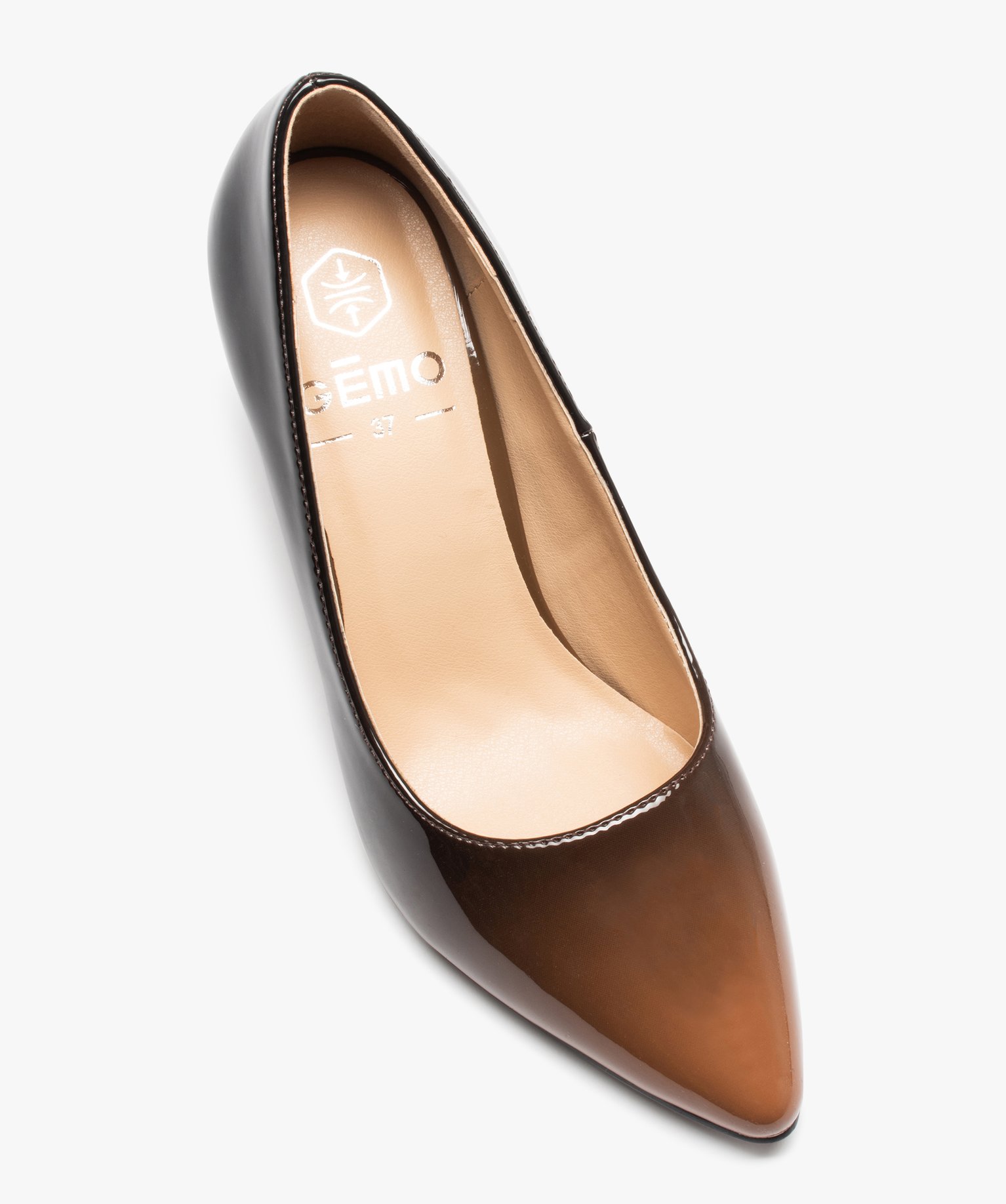 Escarpins vernis femme à talon aiguille marron | GEMO