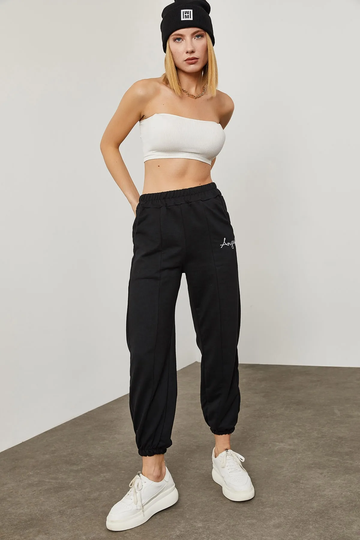 XHAN  Damen-Jogginghose mit Black Angel-Stickerei 0YZK8-10320