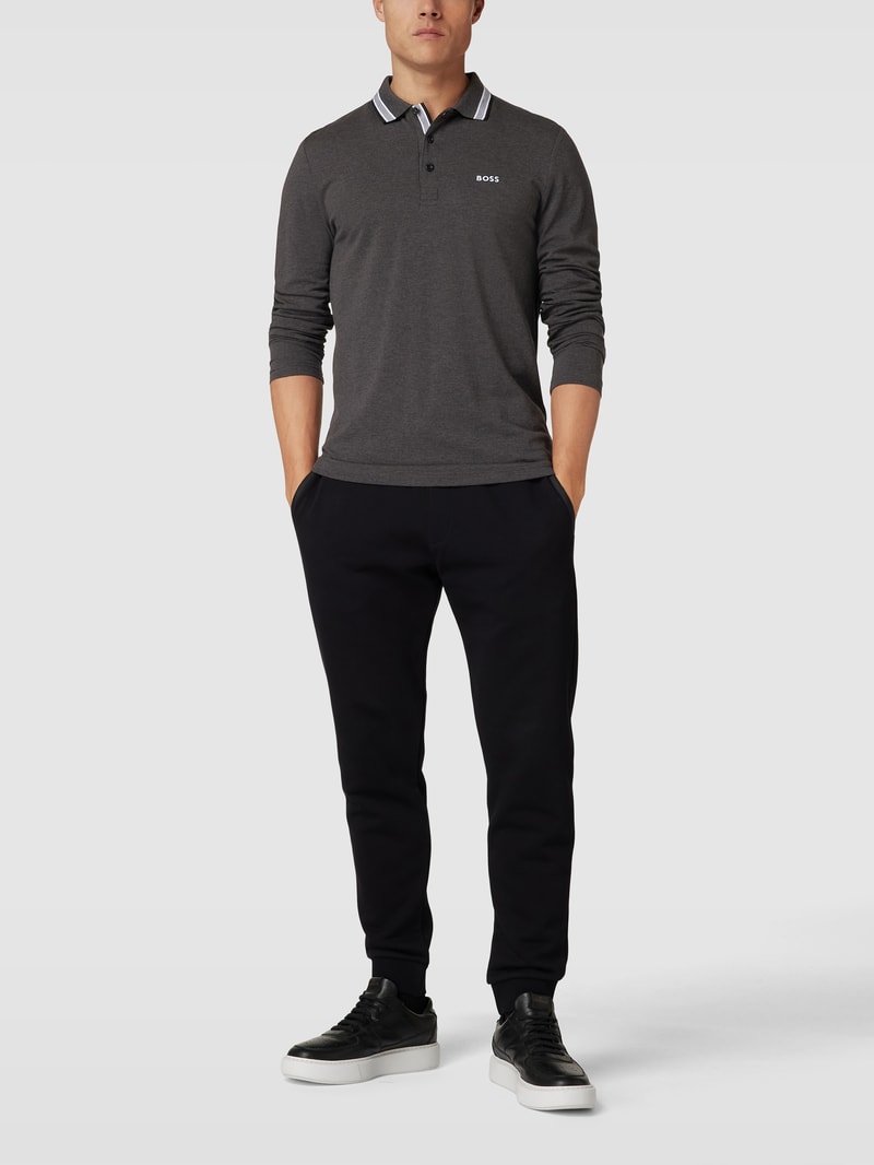 Poloshirt mit langen Ärmeln Modell 'PLISY' in anthrazit