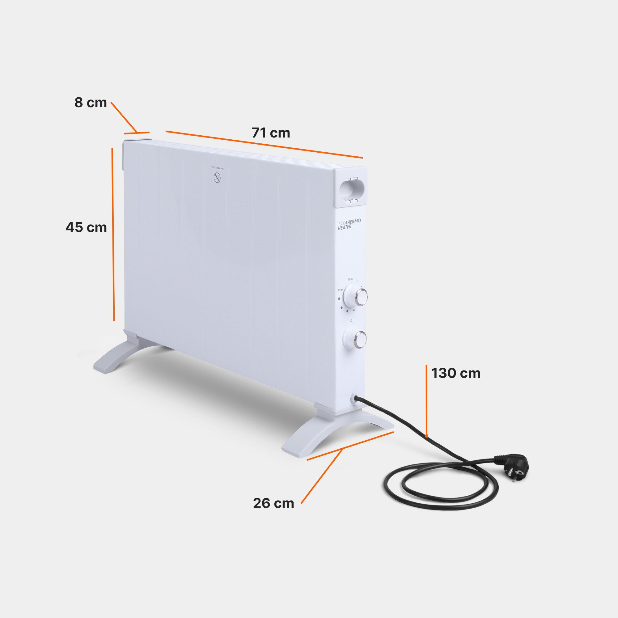 Bestlivings Konvektor Telewelt Heizkörper 9 Stufen - XL, 2500 W, Elektroheizung - Heizung elektrisch, Heizkörper Heizgerät Thermostat