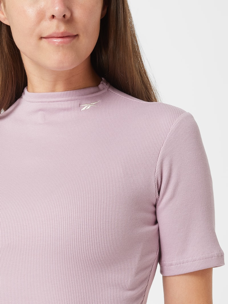 Cropped T-Shirt mit Stretch-Anteil in rosé