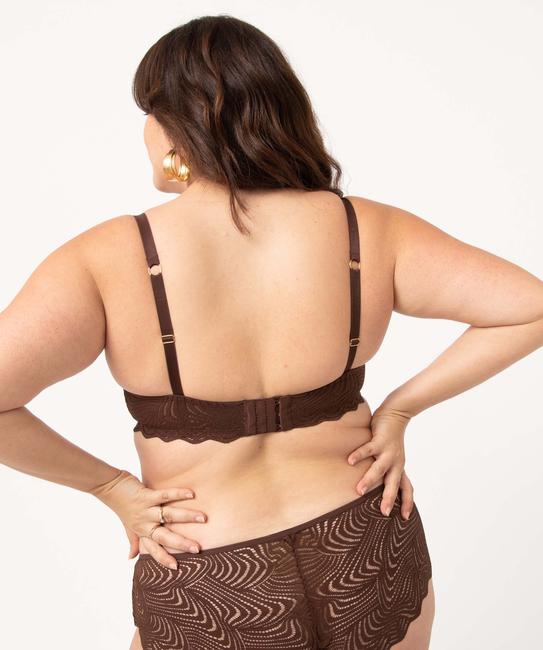 Soutien-gorge femme grande taille emboitant en dentelle moderne marron | GEMO
