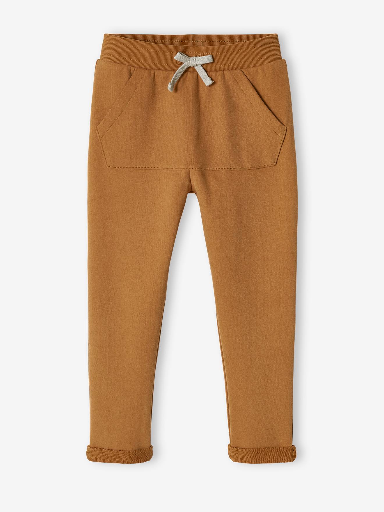 Pantalon jogging sport garçon poche kangourou fantaisie noix de pécan