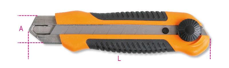 Cuchillo Beta 017730000 1773A con hoja desmontable, 25 mm, mango antideslizante de dos componentes.