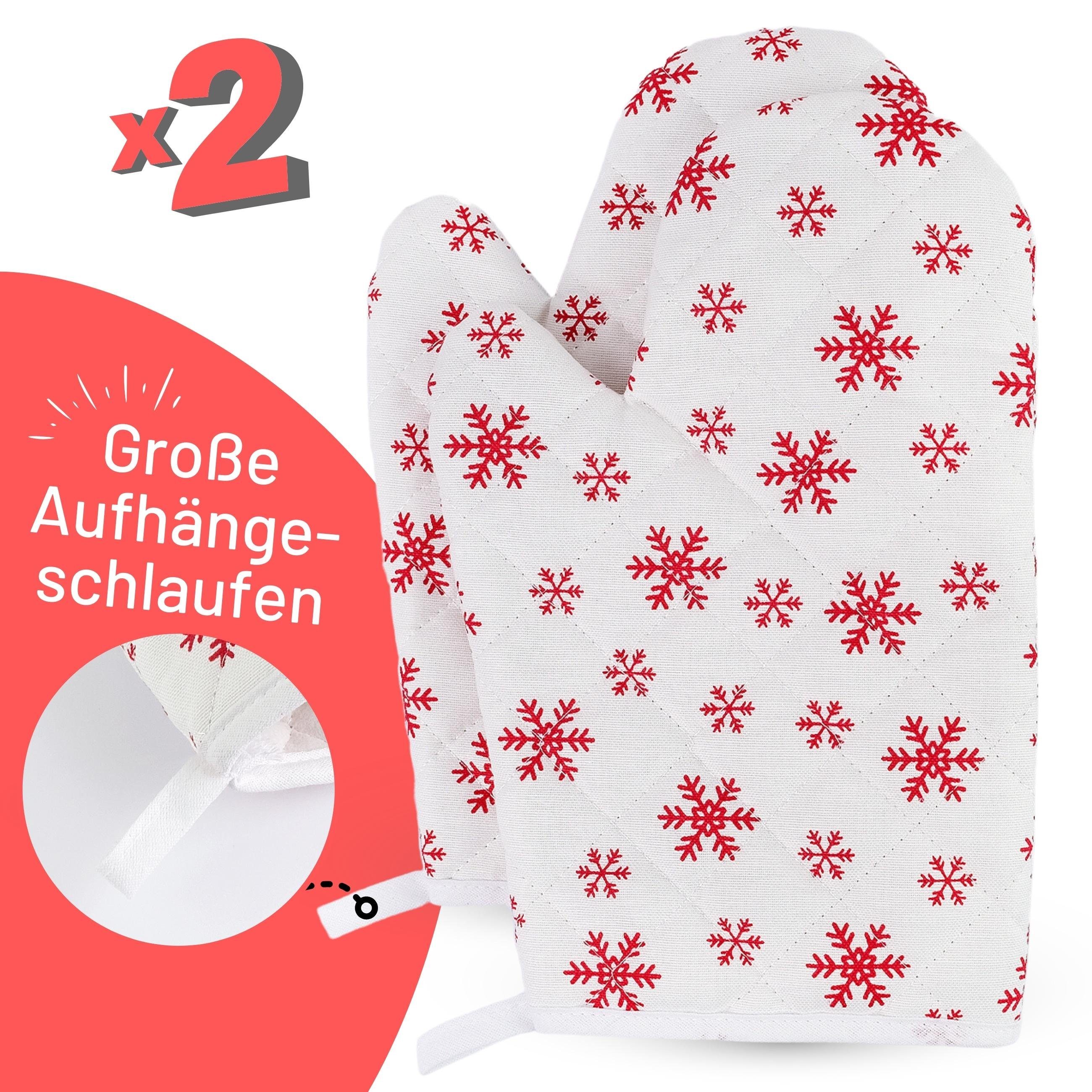 Parpalinam Topfhandschuhe Ofenhandschuhe 2er Set Weihnachten Hitzebeständig, Pures Baumwollgefühl, ohne Silikon