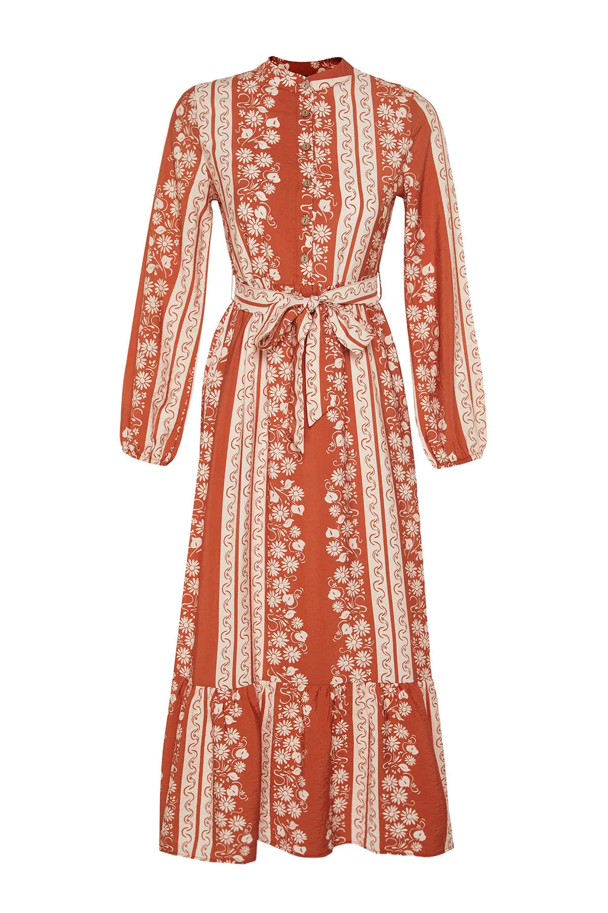 Trendyol Modest  Gewebtes Kleid mit halbem Patch und Kachelmuster TCTSS23EB00366