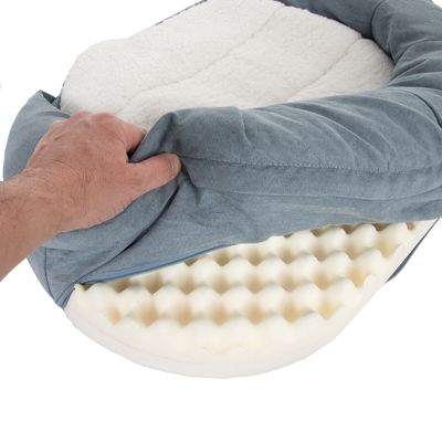 Hundebett Memory oval, grau-blau