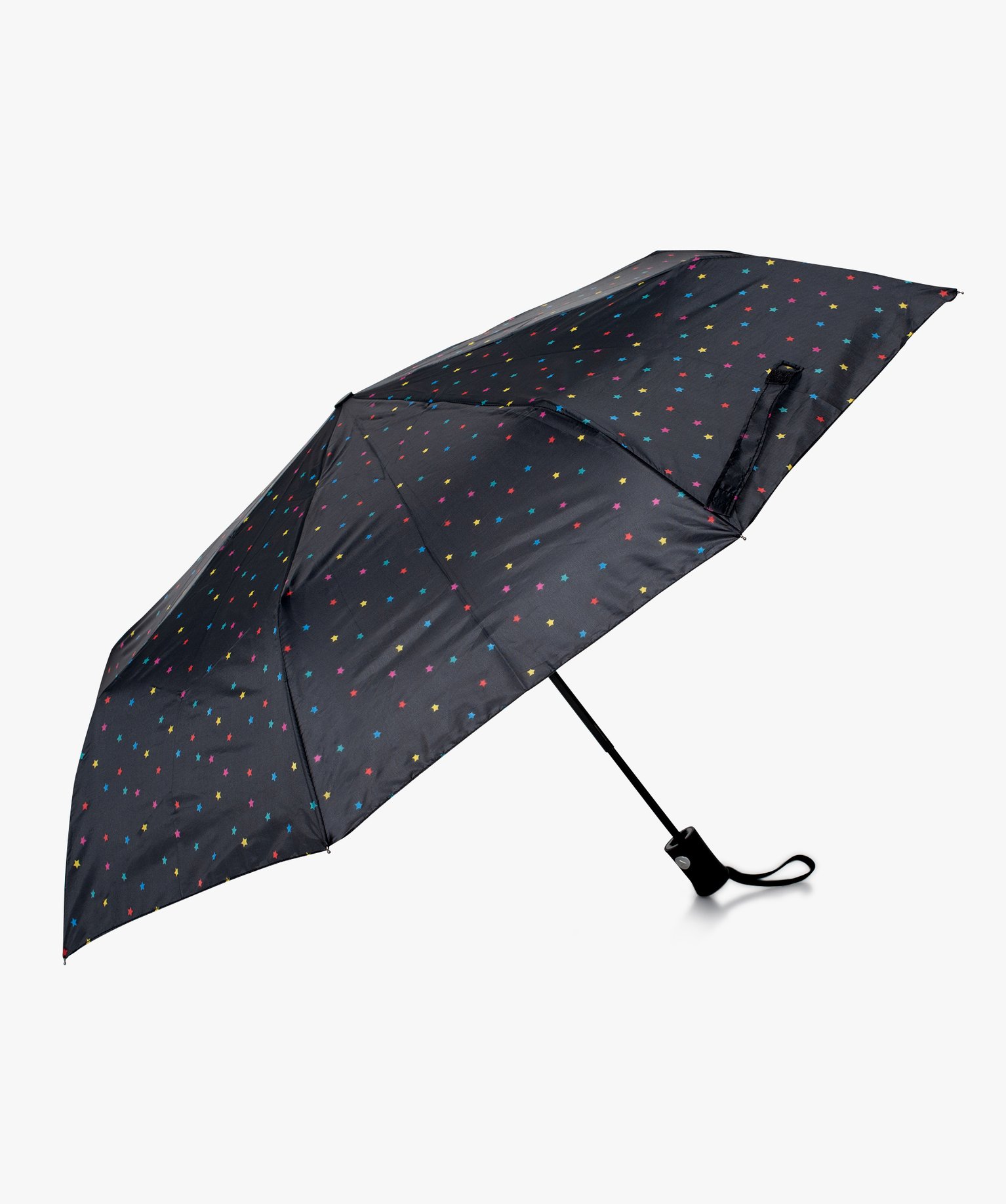 Parapluie femme pliant à motifs étoiles noir | GEMO
