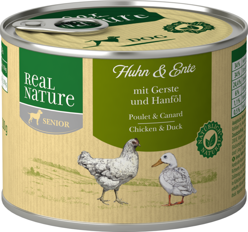 REAL NATURE Hundenassfutter REAL NATURE Senior Huhn & Ente 12x200 g