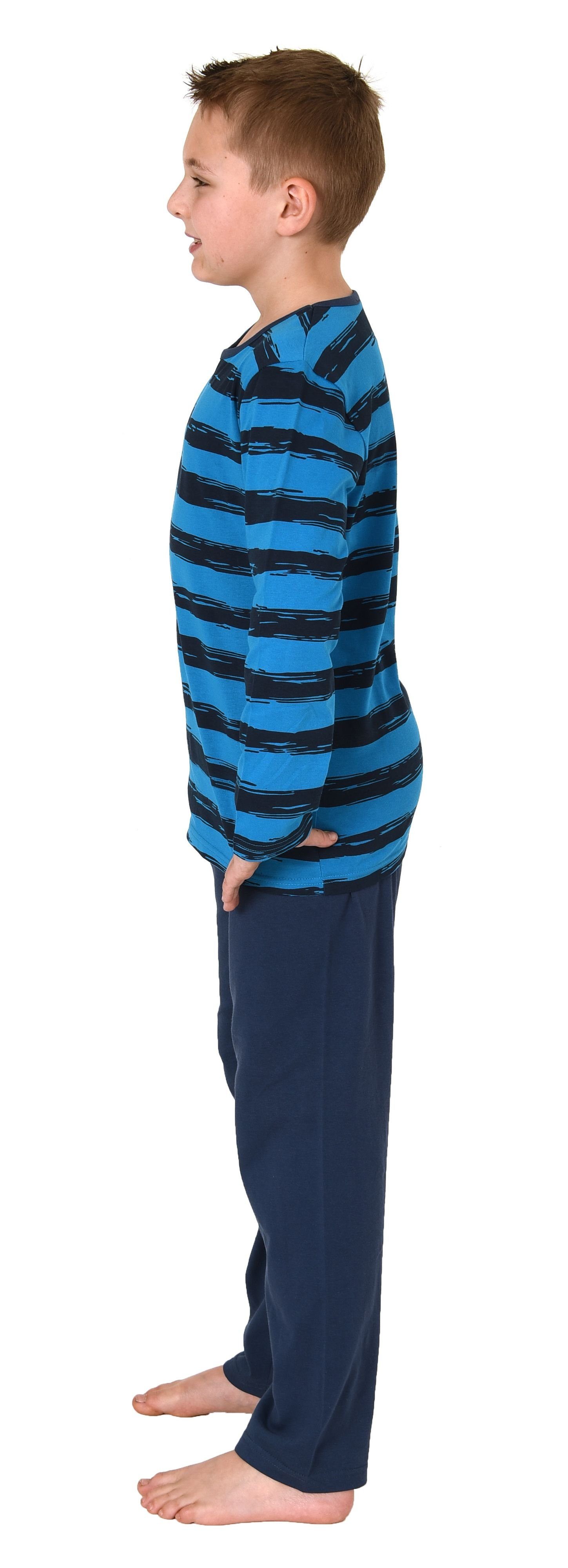 Normann Pyjama Jungen Pyjama lang mit coolem Streifen-Muster - 212 10 700