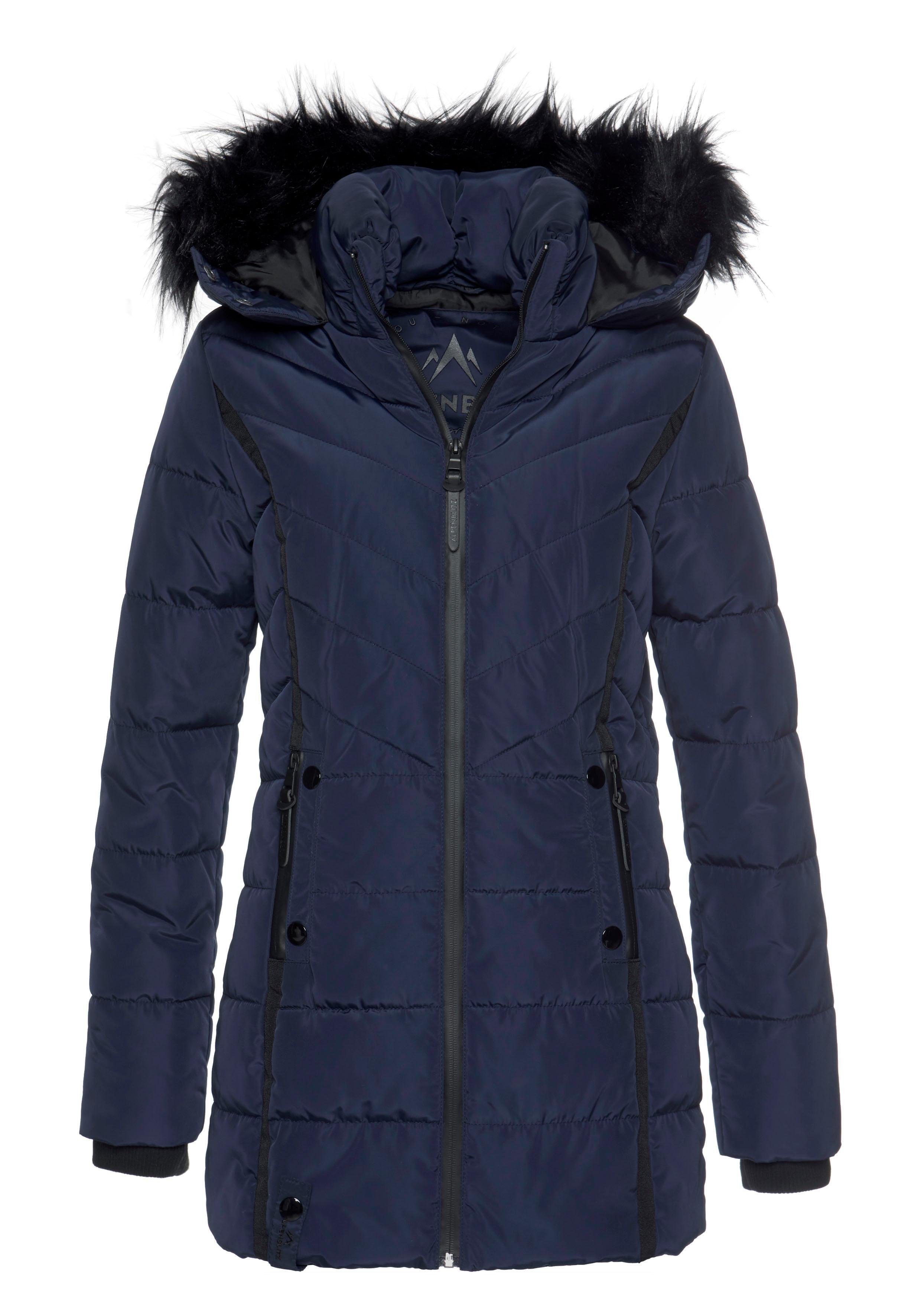 ALPENBLITZ Winterjacke Pistenglück hochwertige Steppjacke m. voluminöser Fellimitat-Kapuze