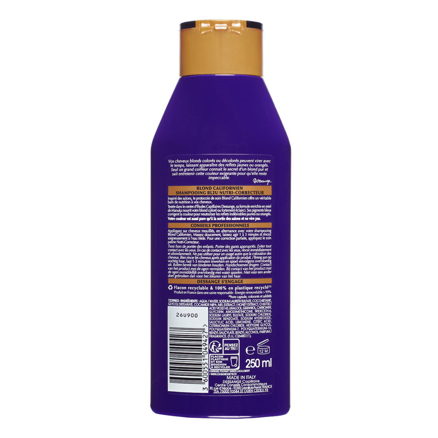 Dessange Blond Californien Shampooing Bleu Nutri-correcteur