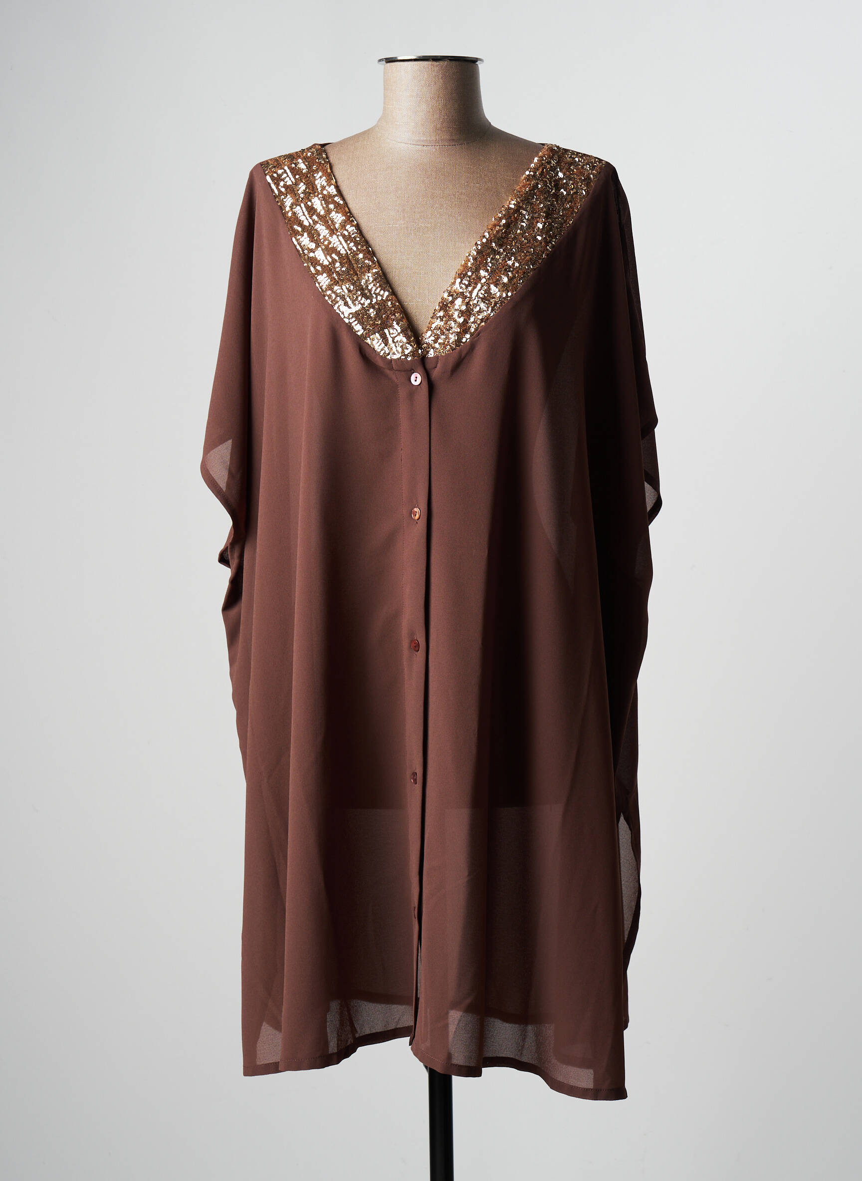 Admas Tuniquemanchecourte Femme couleur marron