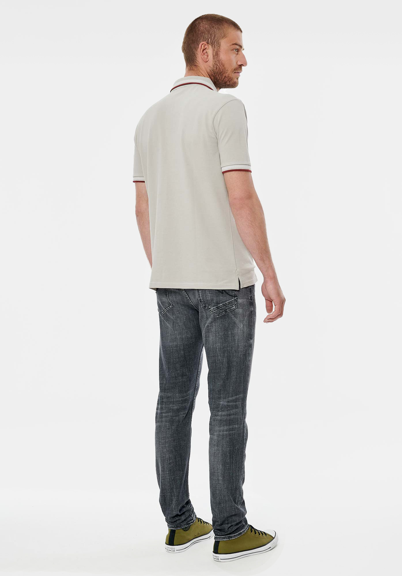 RAYOC  Polo gris homme 100% coton bio