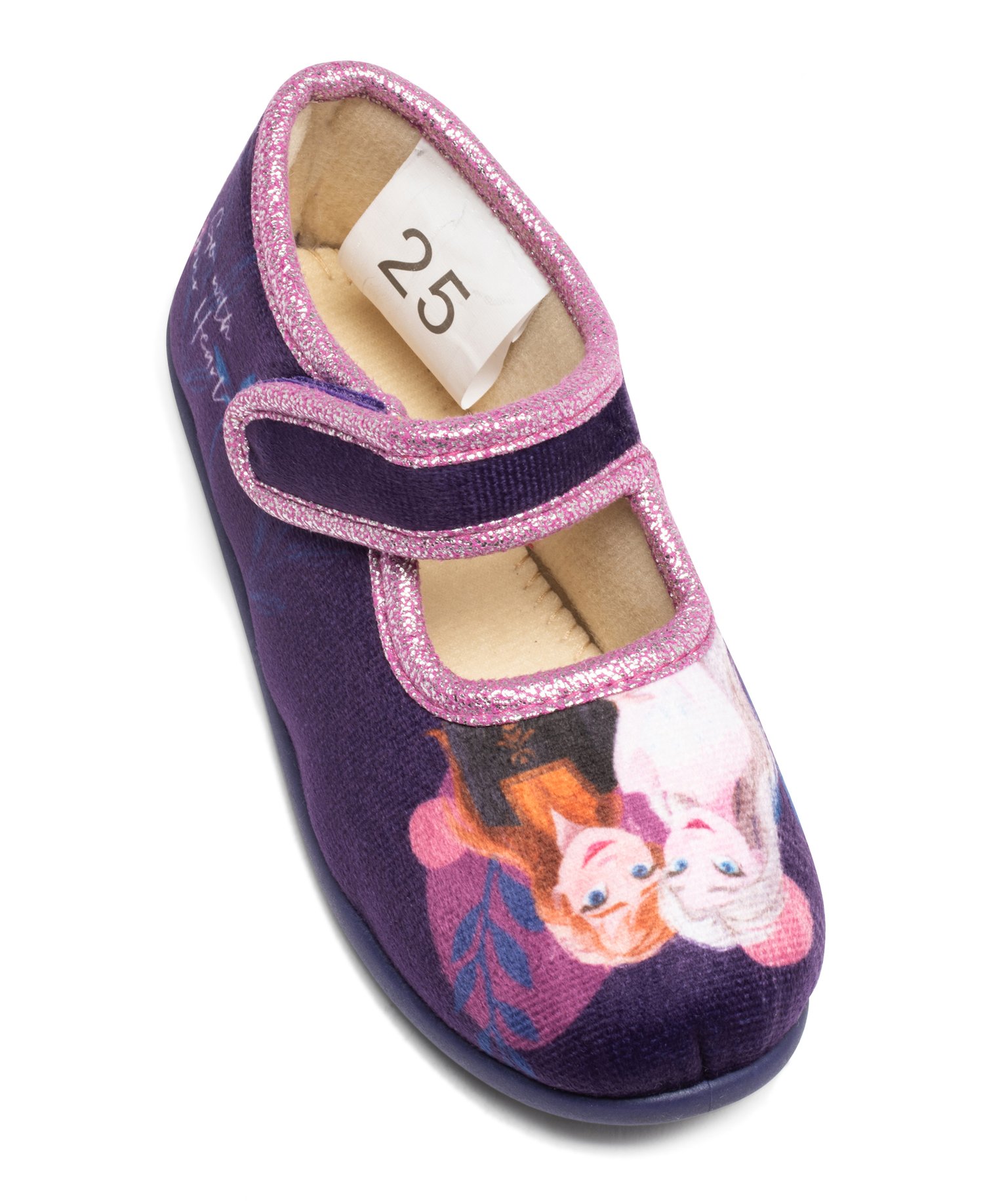 Chaussons fille ballerines à scratch et en velours La Reine... violet | GEMO