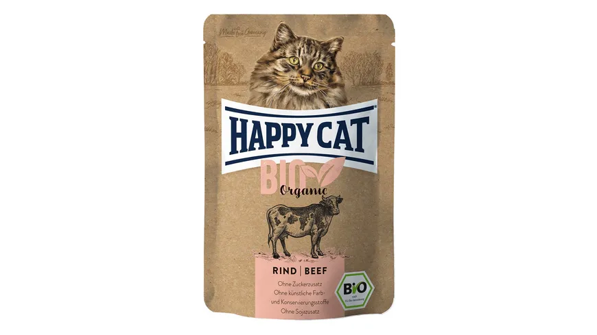 Happy Cat Katzennassfutter Bio Pouch Rind 85 g 85 g
