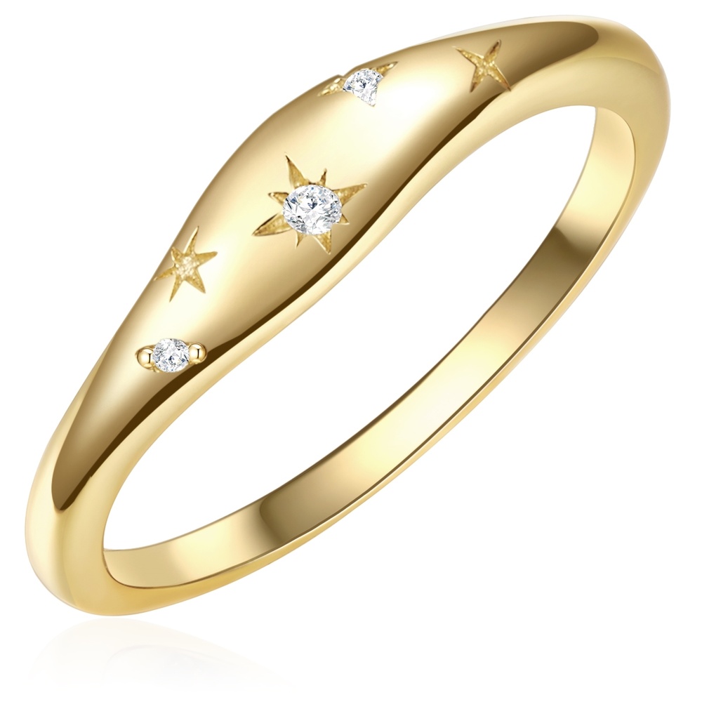 Glanzstücke München Bague en argent Étoilé Argent sterling Oxyde de zirconium (CZ) en Or jaune Bague
