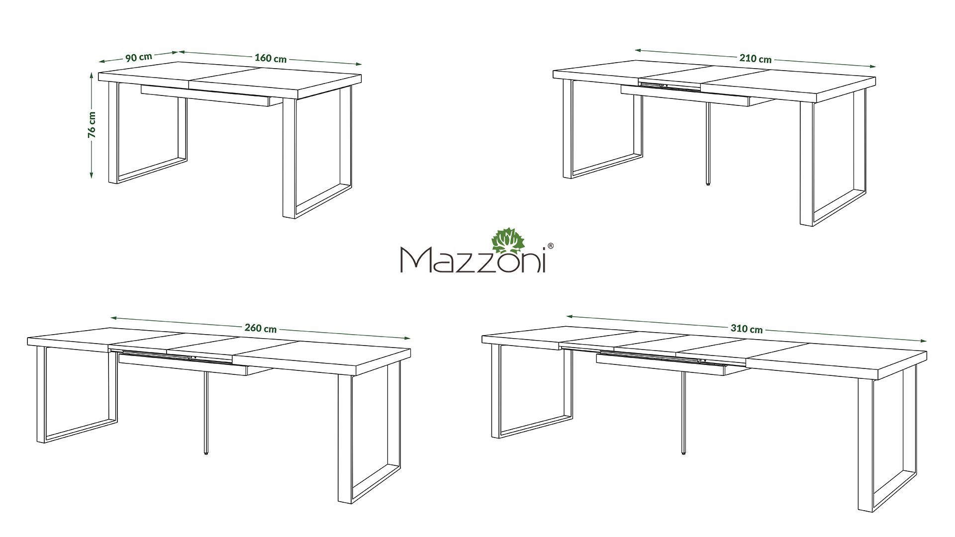 Mazzoni Esstisch Design Esstisch Avella Tisch ausziehbar 160 bis 310 cm