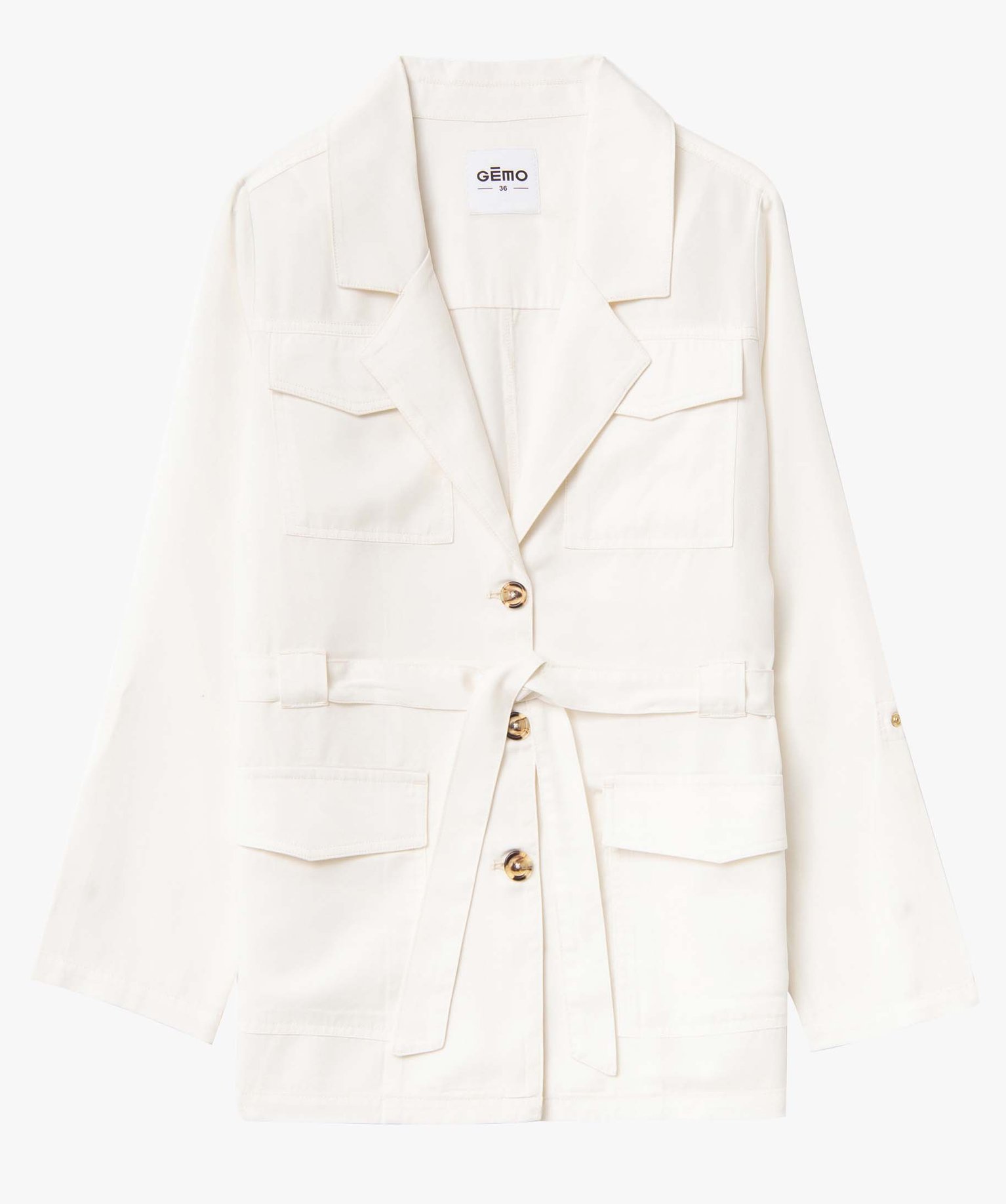 Veste femme en Lyocell avec ceinture blanc | GEMO