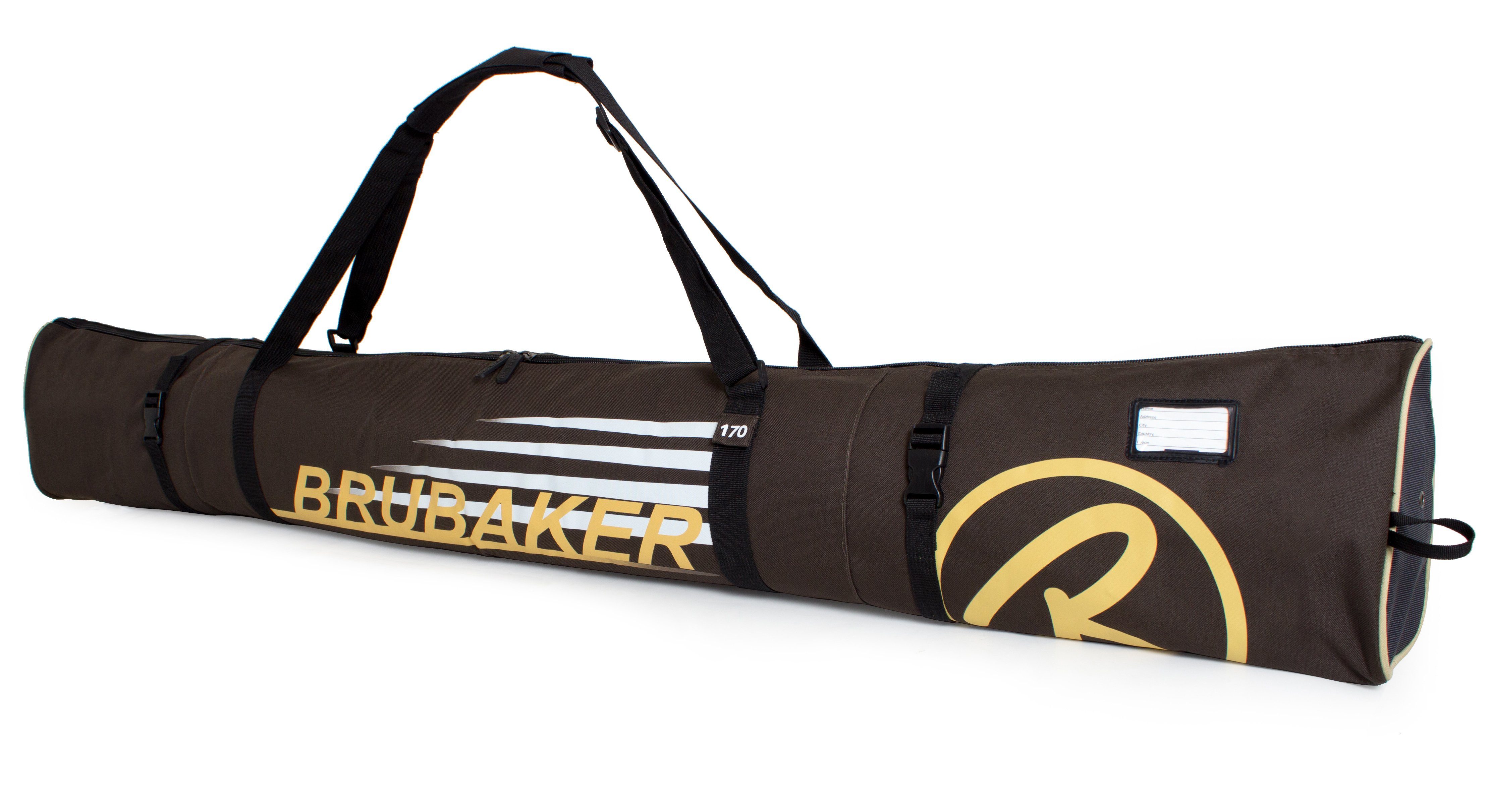 BRUBAKER Sporttasche Carver Champion Skitasche Braun (1-tlg., reißfest und schnittfest), gepolsterter Skisack mit Zipperverschluss, Skibag Ski Tasche für Skier und Skistöcke