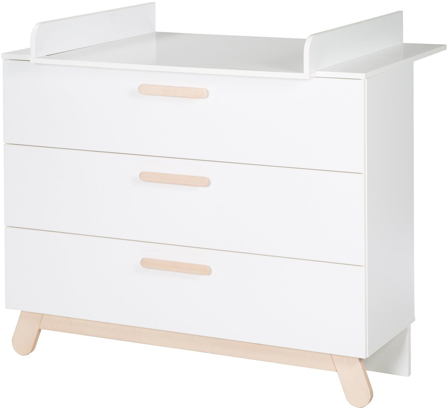 roba® Wickelkommode Clara, Weiß, mit Füßen und Griffen aus massiver Buche; Made in Europe