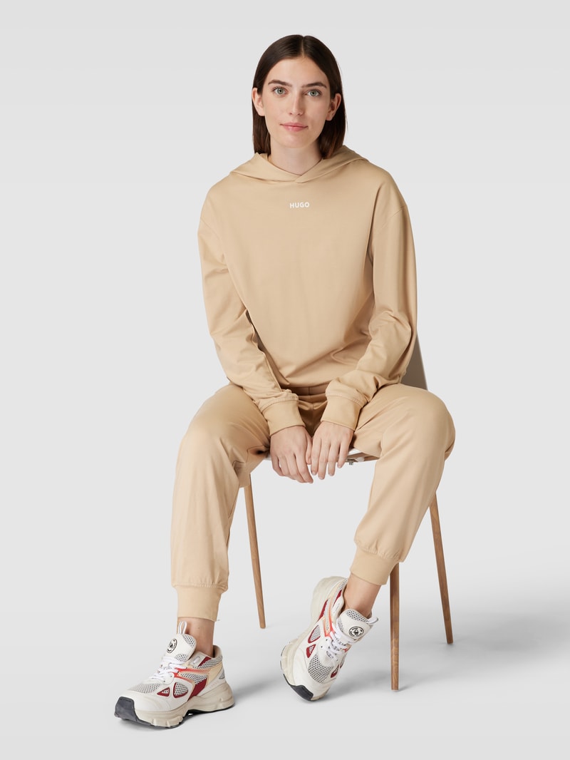 Hoodie mit Logo-Print Modell 'SHUFFLE' in beige