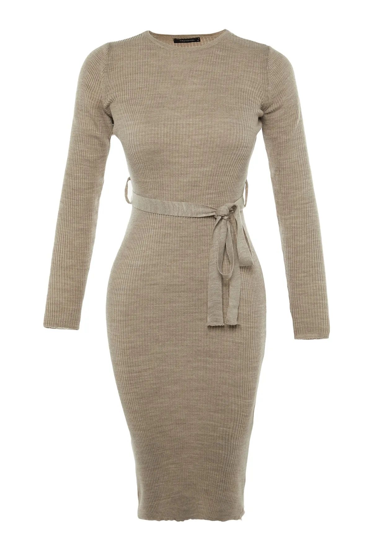 Trendyol Collection  Stone Stone Tailliertes Midi-Strickkleid mit Gürtel TWOAW22EL0009 Kleid TWOAW22EL0009