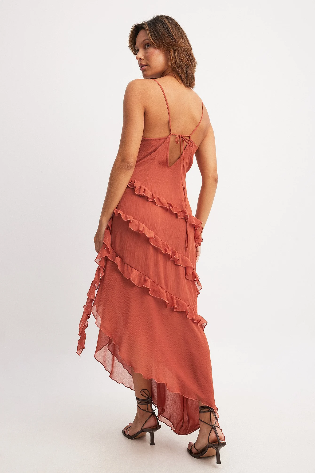 Chiffon-Midikleid mit Rüschen