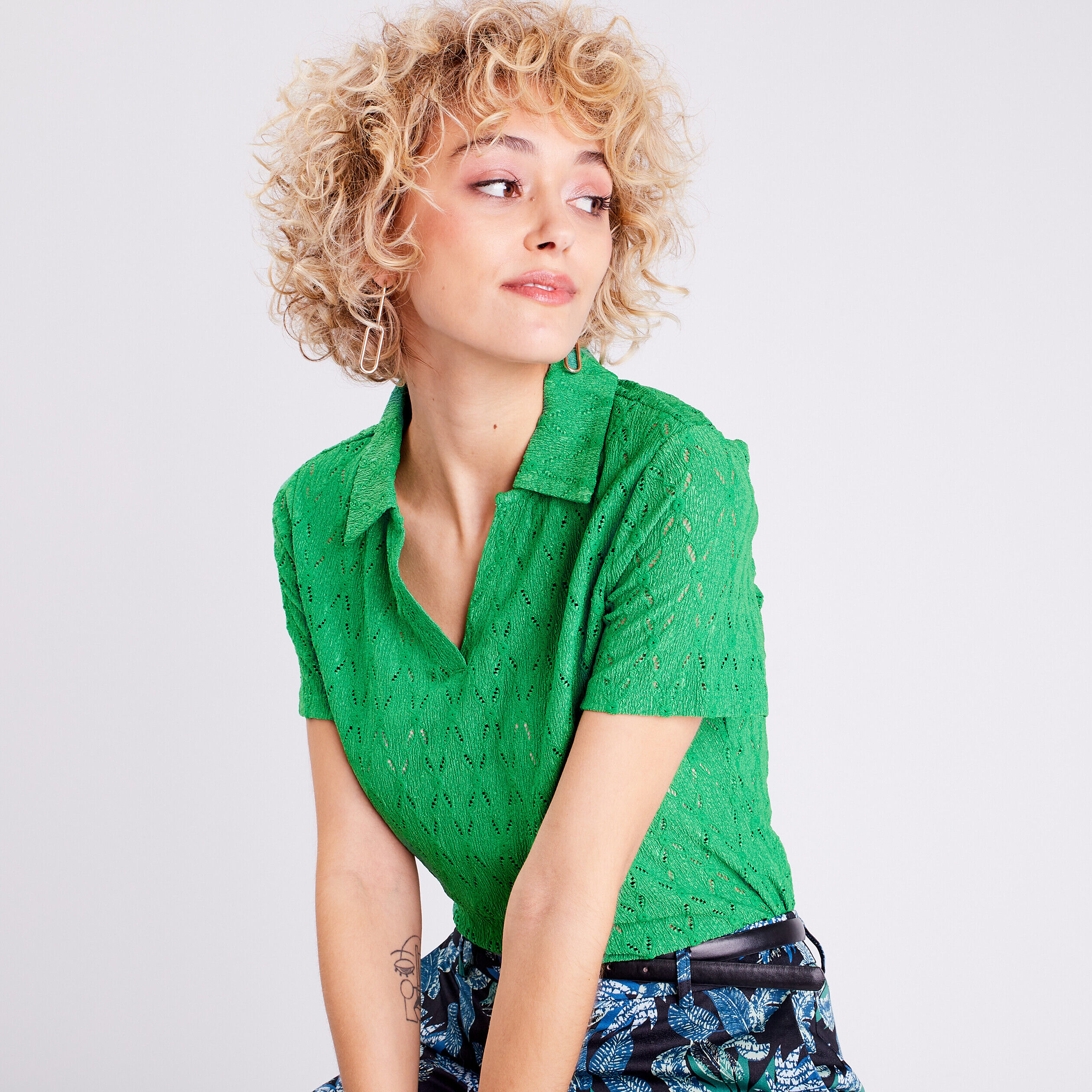 Polo manches courtes vert femme | Cache Cache