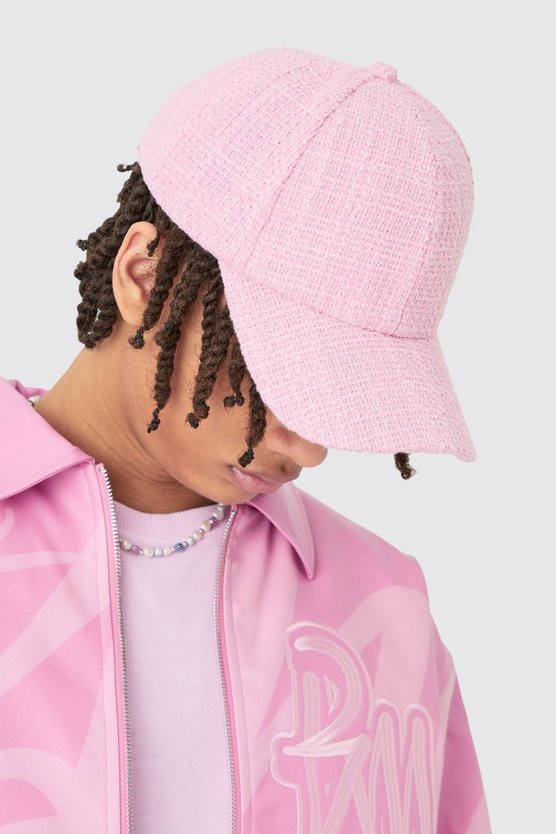 Strukturierte Bouclee-Kappe in pastellfarbenem Pink