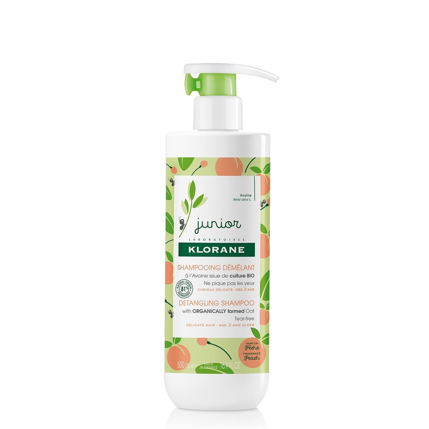 Klorane Shampoing Junior Démêlant à la Pêche - Cheveux Délicats 500 ml