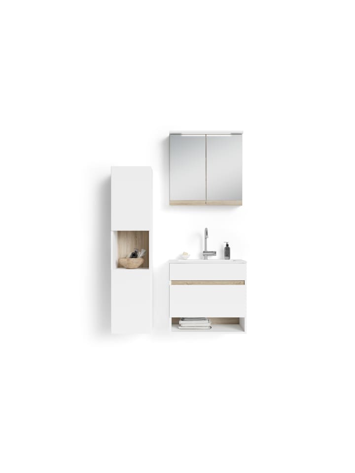 byLiving Spiegelschrank MARINO in Schneeweiß / Eiche - (B) 60 x (H) 60 x (T) 20 cm günstig kaufen onesize