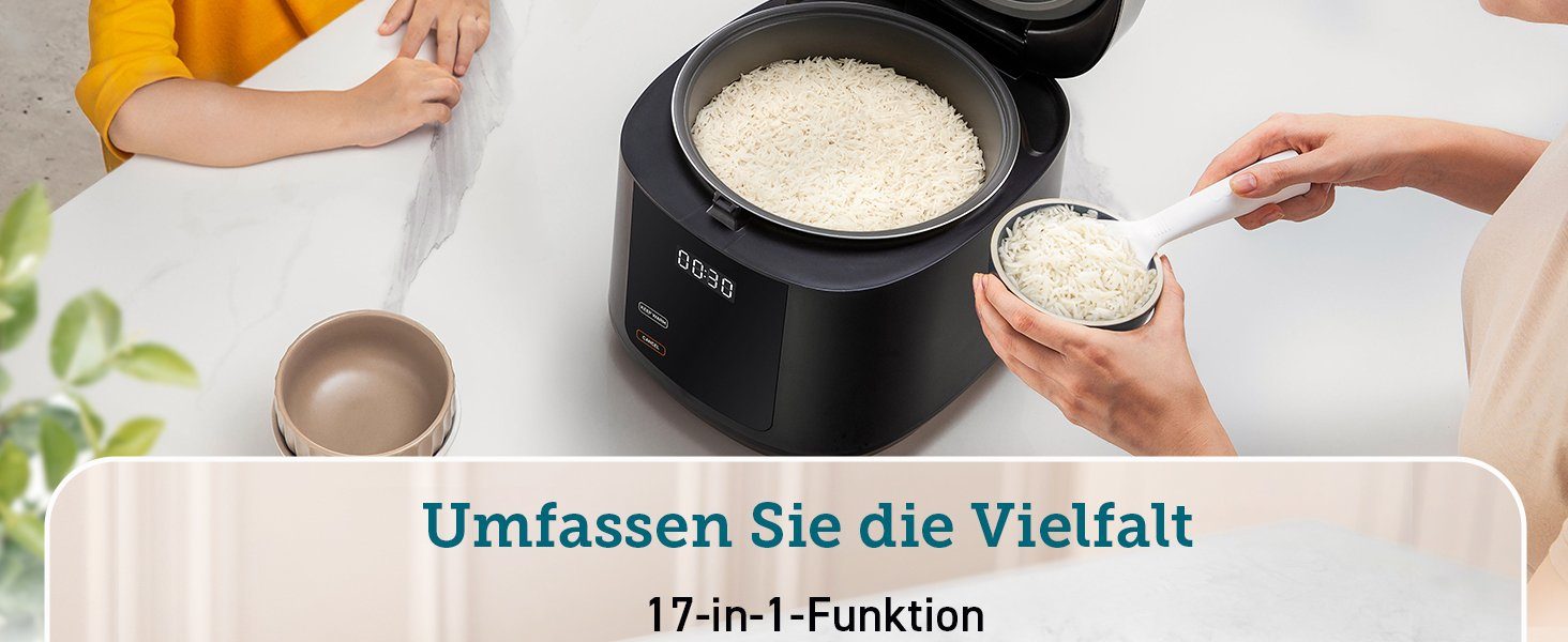 Cosori Multikocher CRC-R501-KEU + Zubehör, 970,00 W, 5,00 l Schüssel,Reis und Getreide, kochen, dämpfen, backen, Suppen, warmhalten, Timer