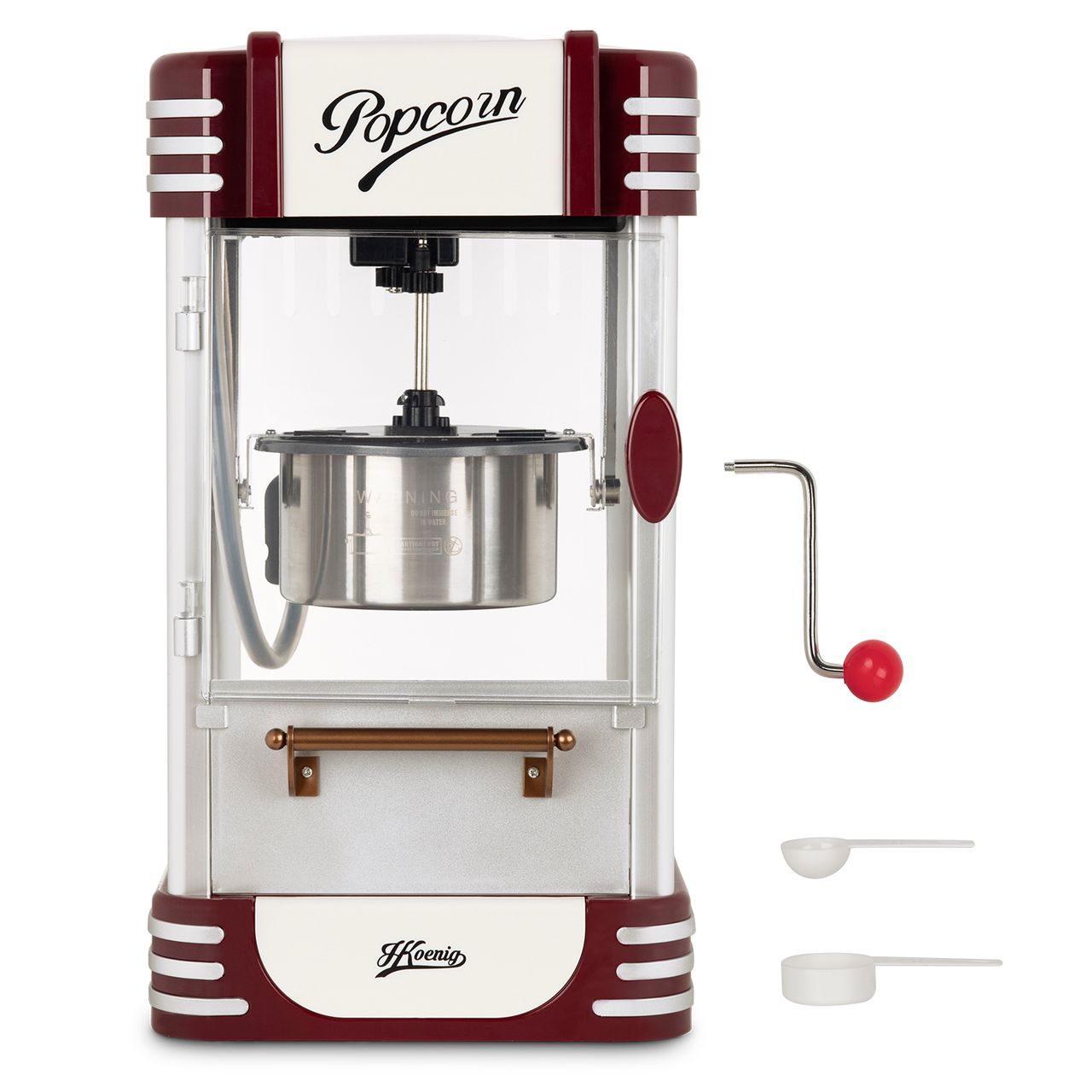 H.Koenig POP330/ Popcorn Maschine /Retro-Design/Topf aus Edelstahl und Aluminium
