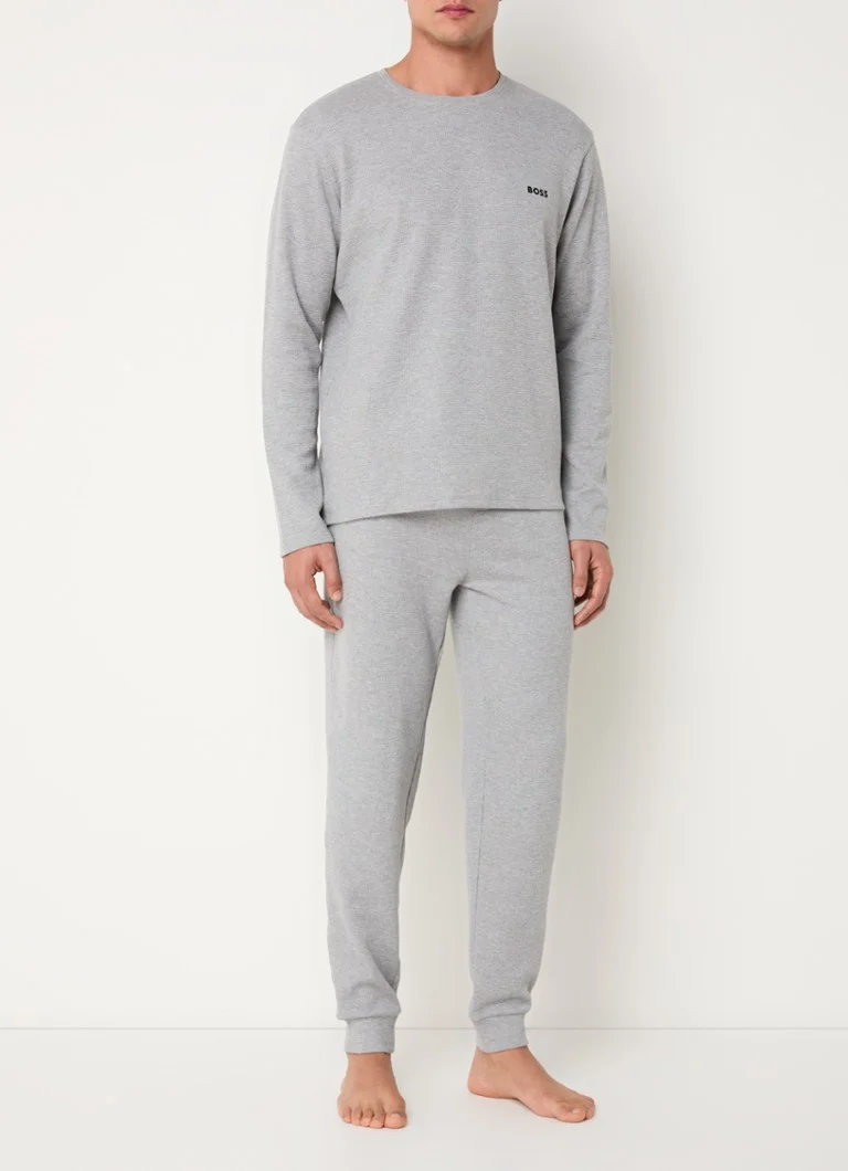 HUGO BOSS textured pajama top with logo