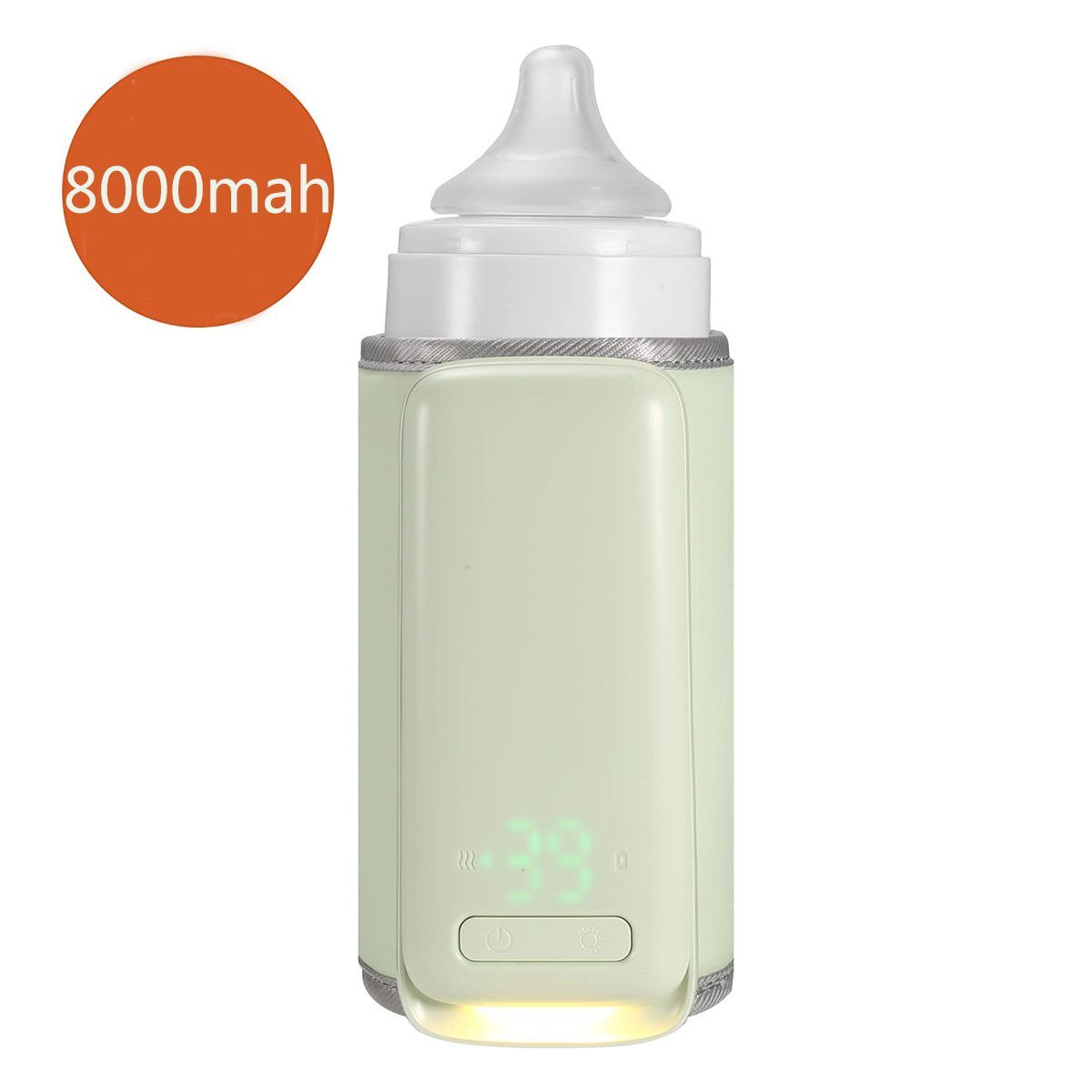 autolock Babyflaschenwärmer Flaschenwärmer Babykostwärmer mit temperaturanzeige Tragbarer, Babyflaschenwärmer Unterwegs für Muttermilch oder Milchnahrung Grün