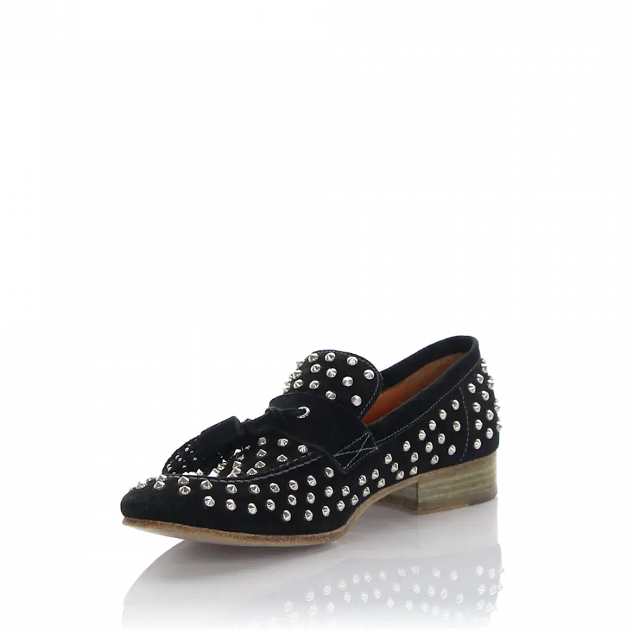 Rossano Bisconti - Slipper Bommel Nieten schwarz - schwarz